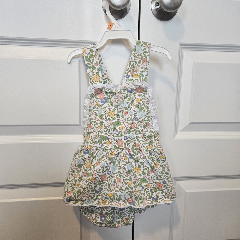 Floral Sundress Romper with Lace Trim